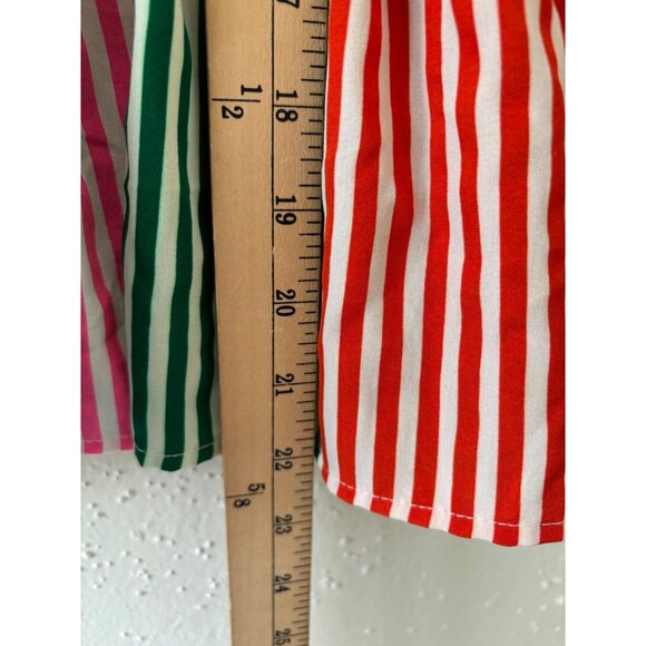 THML Multi Color Stripe Colorful Vneck Ruffle Peplum Blouse Top - Picture 5 of 9